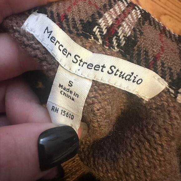 Christmas Vintage brown fleece zip up sweater - Picture 3 of 7